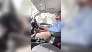 Office man masturbate in the car