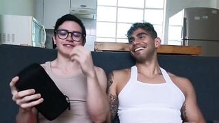 Asian and American guy hot blowjob