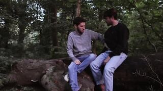 Outdoor park two friends blowjob