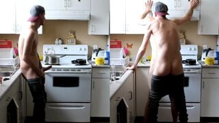 Hardcore anal sex in kitchen