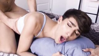 Sweet sheboy plays with rubber cock sex