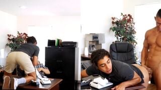 Student sucks his principal cock in office room