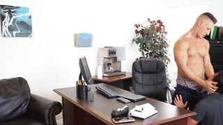 Student sucks his principal cock in office room