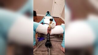 White ass fucks with rubber robot cock