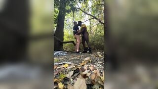 Strangers enjoys oral sex in middle of the forest