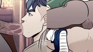 Pizza delivery man has gay sex anime video