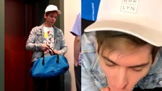 Delivery boy delivers the parcel with hot blowjob