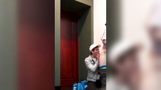 Delivery boy delivers the parcel with hot blowjob