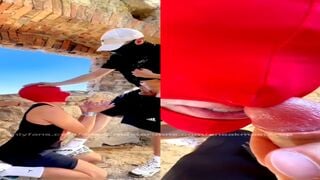 Masked man fuck tourist man's big mouth