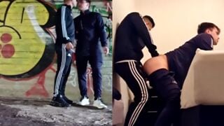 Smoking men secret blowjob under tunnel