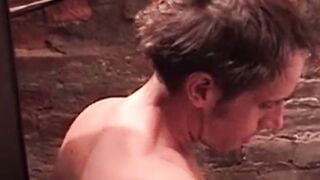 Hidden video of two gay stranger fucking in terrace