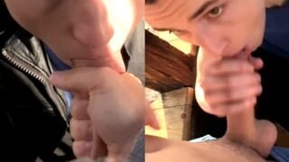 Two stranger cock cocking in the Public street