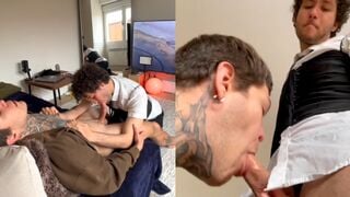 Mexican man gets hot blowjob with his maid man