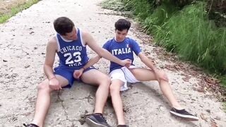 Two young men enjoys holidays with rough gay sex