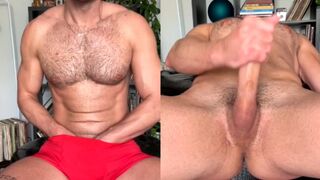 Handsome moustache man play with his boner cock