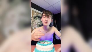Birthday nude ass young boy sit on cake MMS video