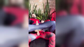 Two mature men enjoy spiderman cosplay sex video